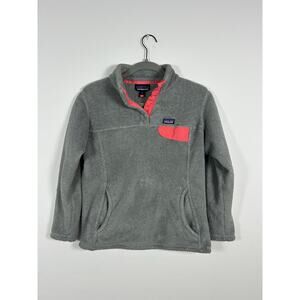Patagonia ReTool Snap T Fleece Girls 14  XL Gray Pink Cozy Outdoor Pullover